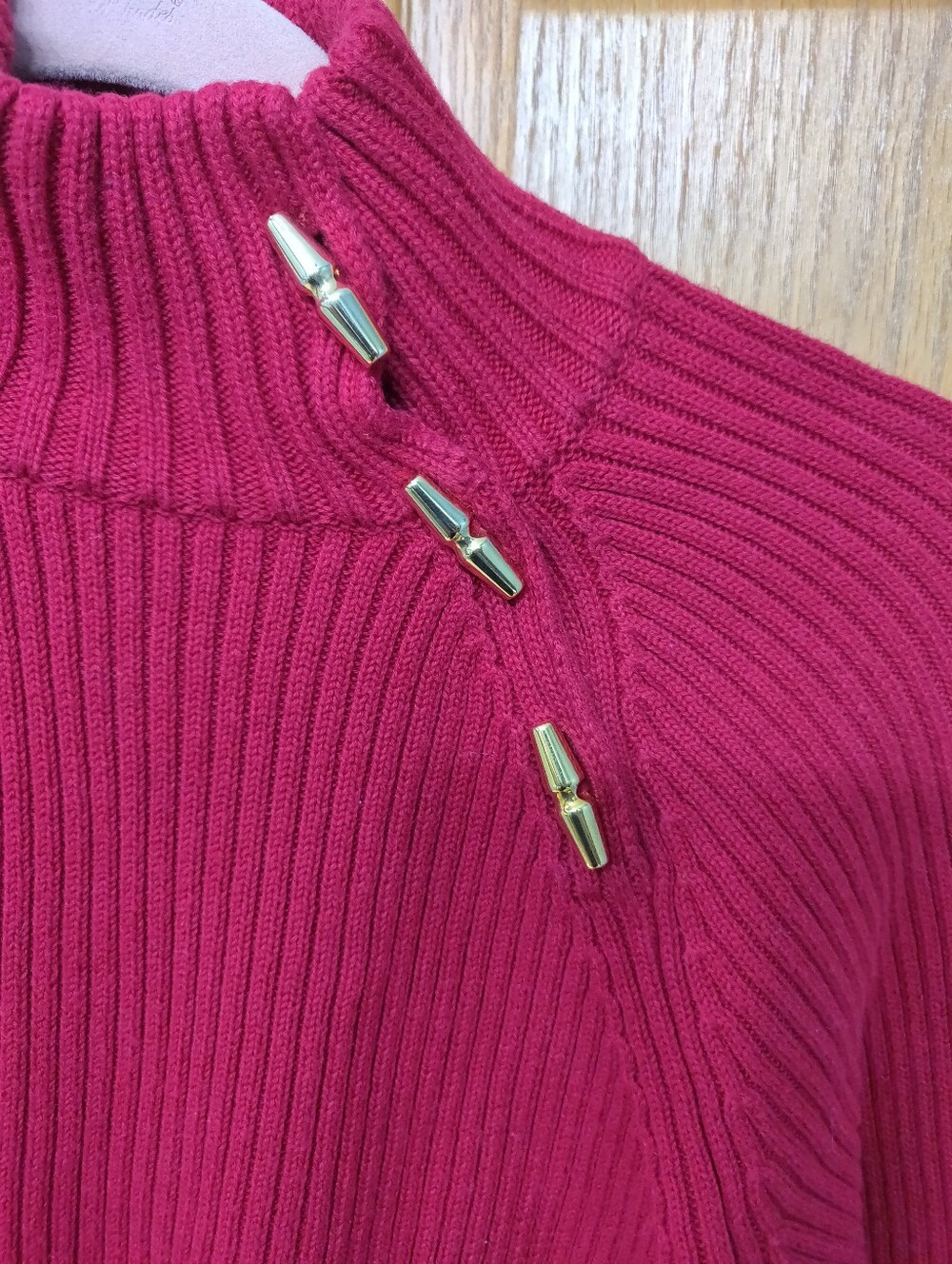 Lauren Ralph Lauren Rid Ribbed Sweater with Gold Toggle Accents Petite Large
